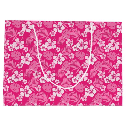 WARZPINK MIT TROPISCHEN WEISSEN HIBISKEN BLUME GROßE GESCHENKTÜTE (Rückseite)