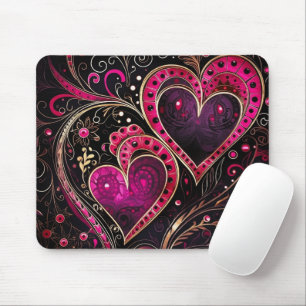 WARZPINK UND SCHWARZE HERZEN ABSTRAKTER VALENTINST MOUSEPAD