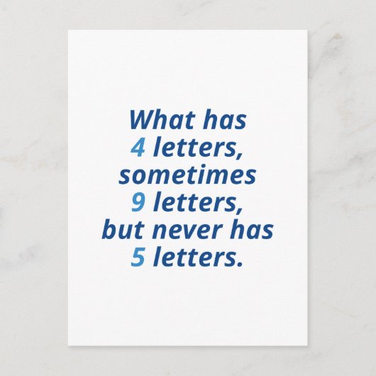 Was 4 Buchstaben hat Postkarte (Vorderseite)