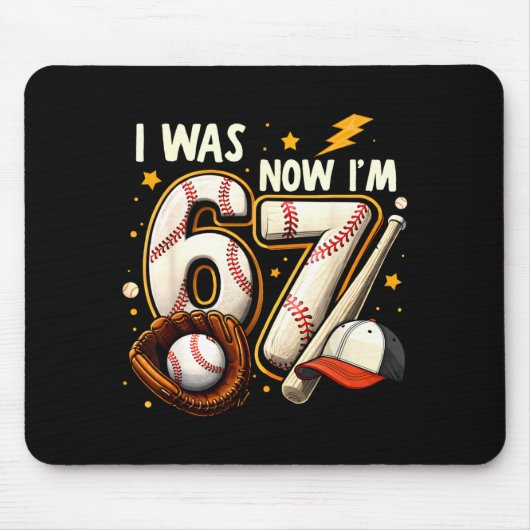 Was 6 7 birthday boy baseball funny 6 7 meme kids mousepad (Vorne)