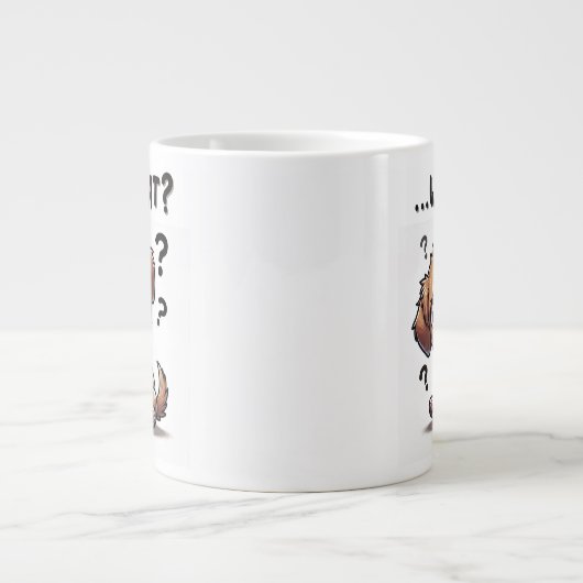 "...was?" Adorable verwirrte Cartoon-Welpe Jumbo-Tasse (Vorderseite)