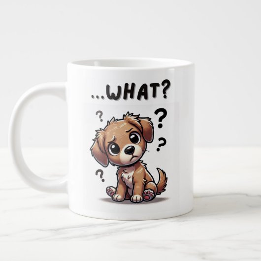 "...was?" Adorable verwirrte Cartoon-Welpe Jumbo-Tasse (Links)