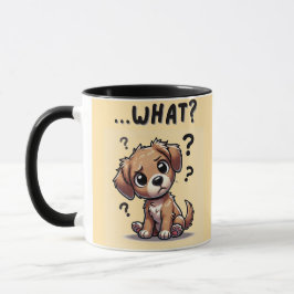 "...was?" Adorable verwirrte Cartoon-Welpe Tasse