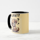 "...was?" Adorable verwirrte Cartoon-Welpe Tasse (Vorderseite Links)