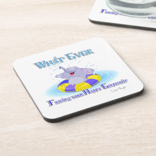 Was auch immer deinen glücklichen Elefanten schweb Untersetzer (Linke Seite)