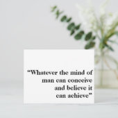 "Was auch immer der Geist des Menschen denken und  Postkarte (Stehend Vorderseite)