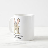 Was auch immer Hoppens, Hoppens Rabbit Pun Tasse (Vorderseite Links)