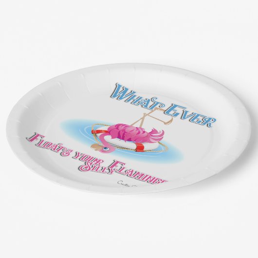 Was auch immer Ihr Alberner Flamingo schweben läss Pappteller (Schrägansicht)