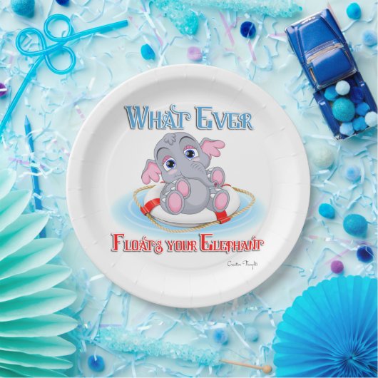 Was auch immer Ihr Baby Elephant schwimmt Pappteller (Party)