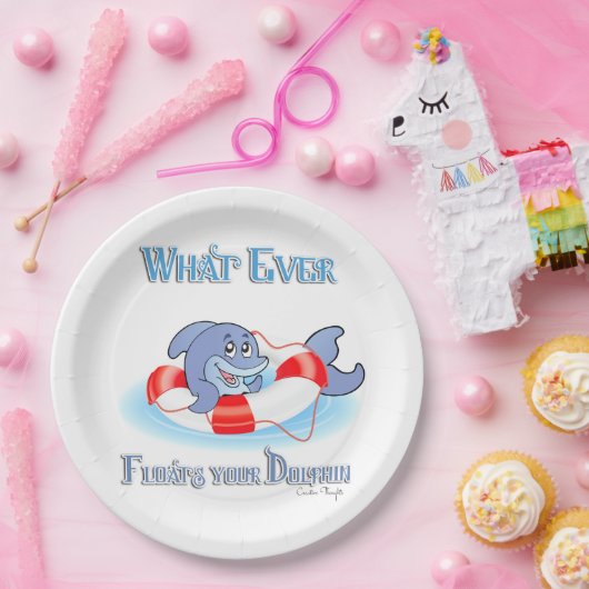 Was auch immer Ihr Dolphin schwimmt Pappteller (Party)