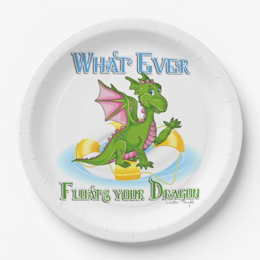 Was auch immer Ihr Drache Niedlich schwimmt Pappteller (Vorderseite)
