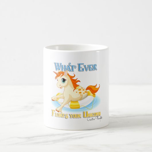Was auch immer Ihr Einhorn schwimmt Kaffeetasse (Mittel)