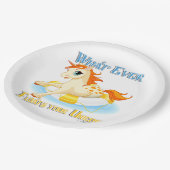 Was auch immer Ihr Einhorn schwimmt Pappteller (Schrägansicht)