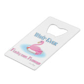 Was auch immer Ihr Flamingo 2 schwimmt Kreditkartenflaschenöffner (Rückseite Schrägansicht)