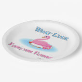 Was auch immer Ihr Flamingo 2 schwimmt Pappteller (Schrägansicht)