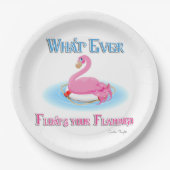 Was auch immer Ihr Flamingo 2 schwimmt Pappteller (Vorderseite)