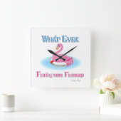 Was auch immer Ihr Flamingo 2 schwimmt Quadratische Wanduhr (Zuhause)