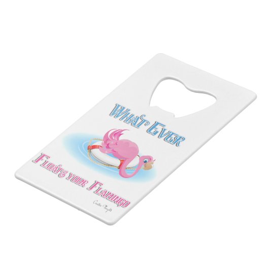 Was auch immer Ihr Flamingo 3 schweben lässt Geldbeutel Flaschenöffner (Vorderseite Schrägansicht)