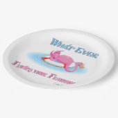 Was auch immer Ihr Flamingo 3 schweben lässt Pappteller (Schrägansicht)