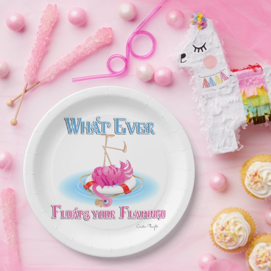 Was auch immer Ihr Flamingo schweben lässt Pappteller (Party)