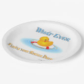 Was auch immer Ihr Gummiduckie schwimmt Pappteller (Schrägansicht)
