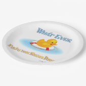 Was auch immer Ihr Gummihandschuh schwimmt Pappteller (Schrägansicht)