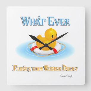 Was auch immer Ihr Gummihandschuh schwimmt Quadratische Wanduhr