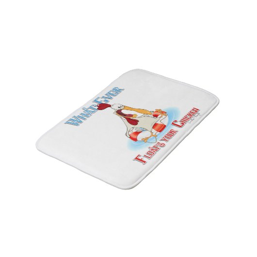 Was auch immer Ihr Huhn schwimmt Badematte (Schrägansicht)