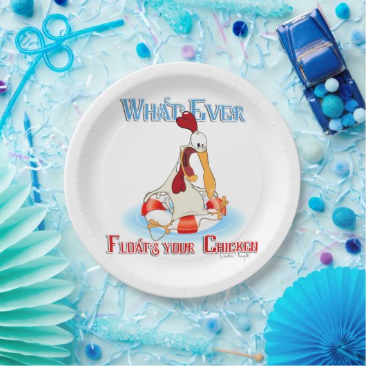 Was auch immer Ihr Huhn schwimmt Pappteller (Party)