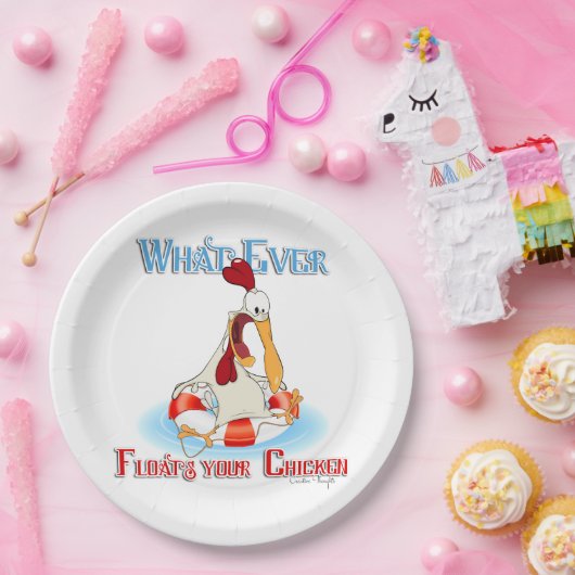 Was auch immer Ihr Huhn schwimmt Pappteller (Party)