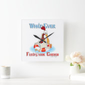 Was auch immer Ihr Huhn schwimmt Quadratische Wanduhr (Zuhause)