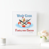 Was auch immer Ihr Hühnchen 2 schwimmt Quadratische Wanduhr (Zuhause)