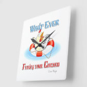 Was auch immer Ihr Hühnchen 2 schwimmt Quadratische Wanduhr (Winkel)