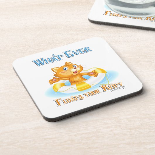 Was auch immer Ihr Kitty schwimmt Getränkeuntersetzer (Linke Seite)