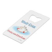 Was auch immer Ihr kleines Lamm schwimmt Kreditkarten Flaschenöffner (Vorderseite Schrägansicht)