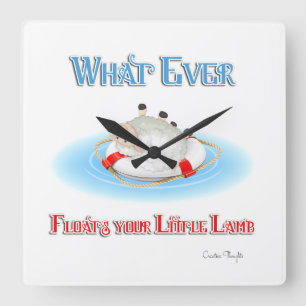 Was auch immer Ihr kleines Lamm schwimmt Quadratische Wanduhr