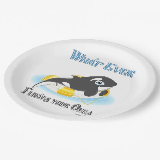 Was auch immer Ihr Orca Whale schwimmt Pappteller (Schrägansicht)