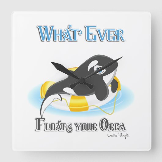 Was auch immer Ihr Orca Whale schwimmt Quadratische Wanduhr (Vorderseite)