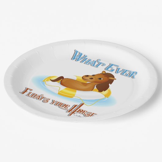 Was auch immer Ihr Pferd schwimmt 2 Pappteller (Schrägansicht)