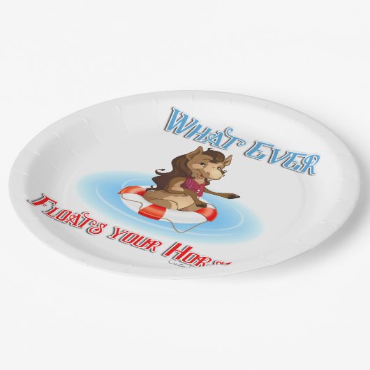 Was auch immer Ihr Pferd schwimmt Pappteller (Schrägansicht)