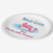 Was auch immer Ihr rosa Flamingo schweben lässt Pappteller (Schrägansicht)