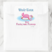 Was auch immer Ihr rosa Flamingo schweben lässt Quadratischer Aufkleber (Tasche)