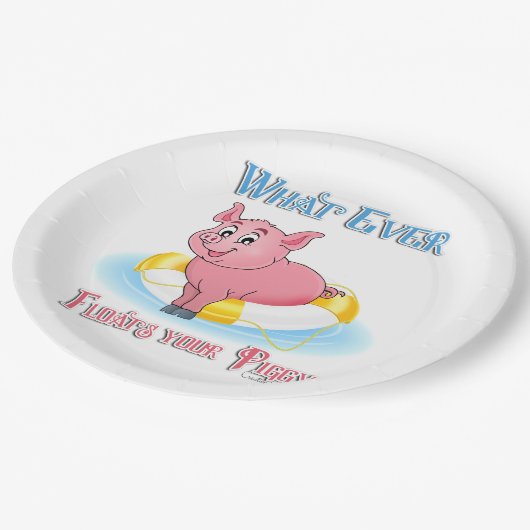 Was auch immer Ihr Schweine schwebt Pappteller (Schrägansicht)