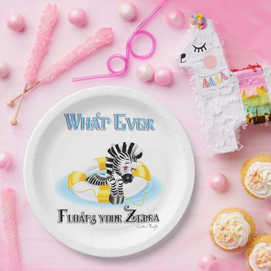 Was auch immer Ihr Zebra schwimmt 3 Pappteller (Party)