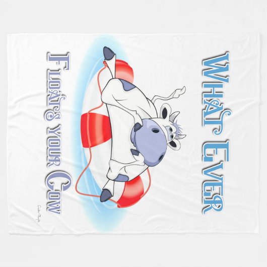Was auch immer Ihre Kuh schwimmt 3 Fleecedecke (Vorderseite (Horizontal))