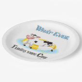 Was auch immer Ihre Kuh schwimmt Pappteller (Schrägansicht)