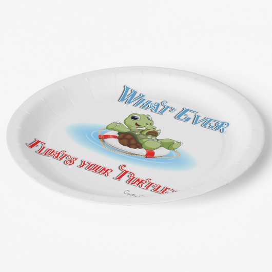 Was auch immer Ihre Schildkröten schweben Pappteller (Schrägansicht)