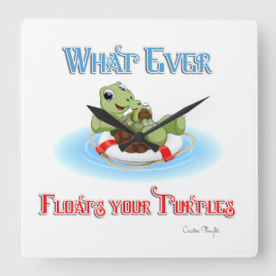 Was auch immer Ihre Schildkröten schweben Quadratische Wanduhr