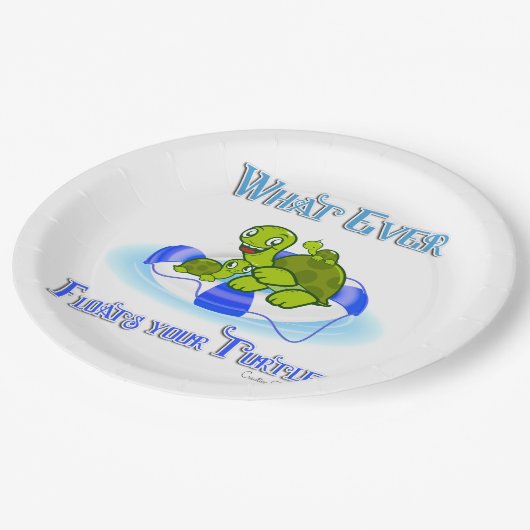 Was auch immer Ihre Schildkröten schwimmt 3 Pappteller (Schrägansicht)
