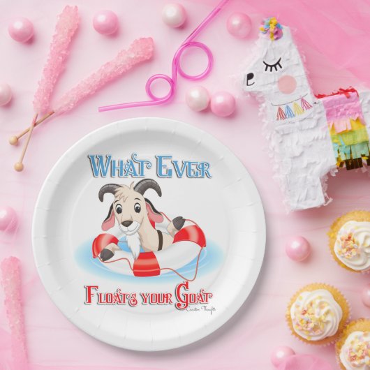 Was auch immer Ihre Ziege schwimmt Pappteller (Party)